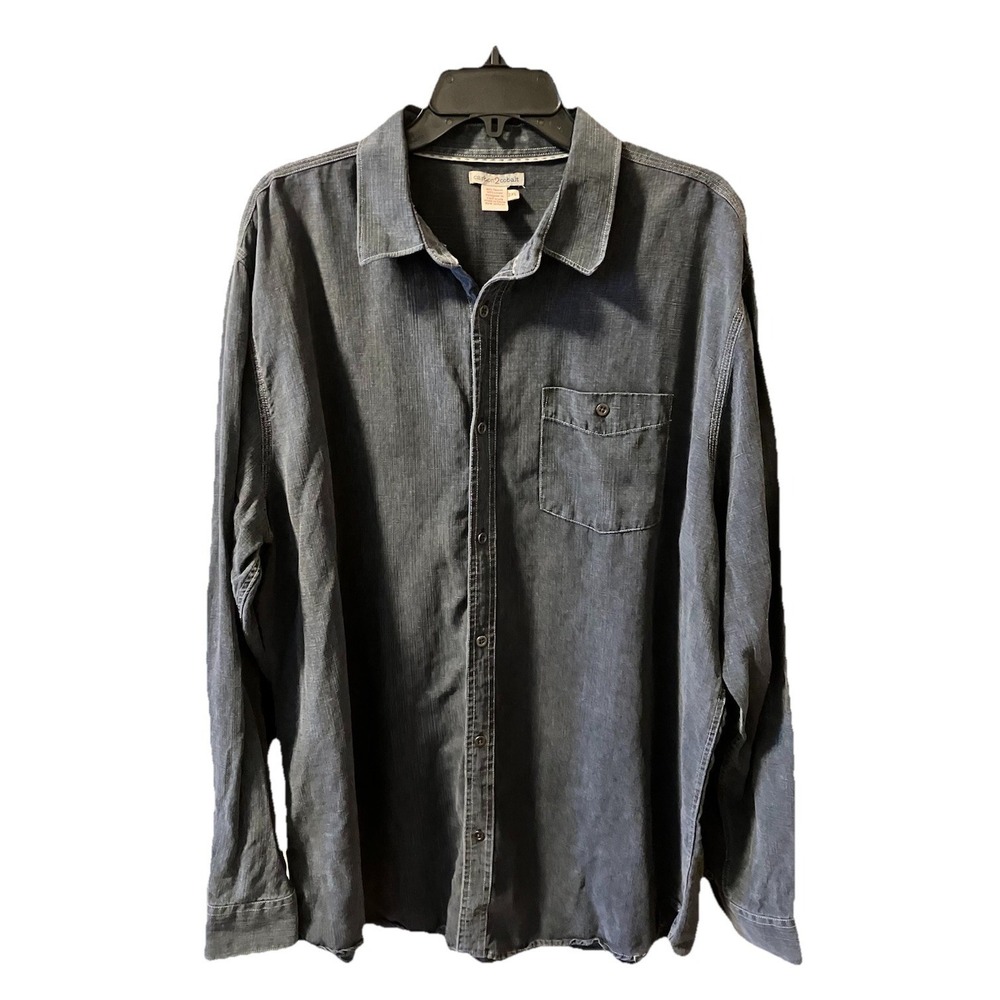 Carbon2Cobalt‎ Eclipse Denim Button Down Collared One Pocket Shirt Men's XXL 2XL